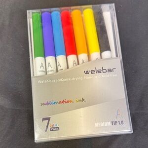 Welebar Sublimation Ink Markers 7-Pack medium tip 1.0 7 colors water based